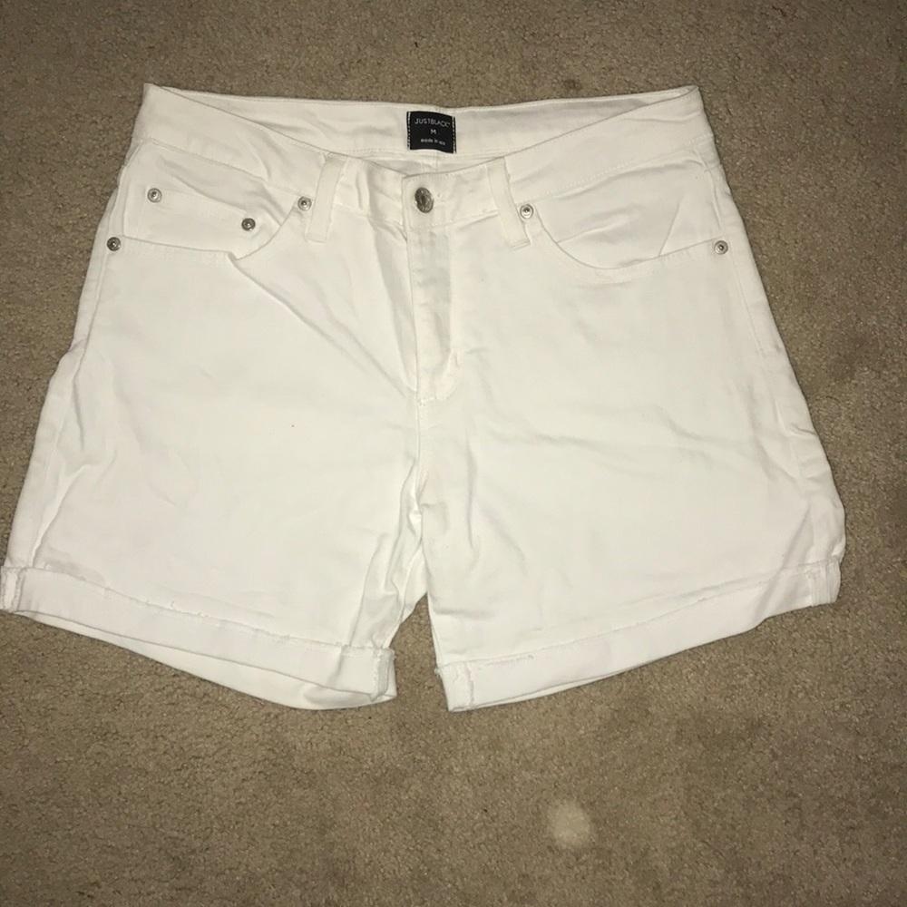 Just Black white denim shorts